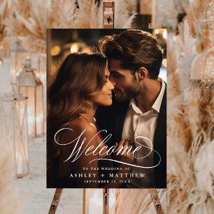 Romantic Swirly Calligraphy Wedding Welcome Photo Foam Board