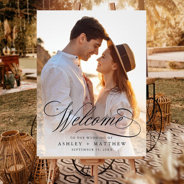 Romantic Swirly Calligraphy Wedding Welcome Photo Foam Board (Creator Uploaded)