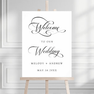Romantic Swirly Script Wedding Welcome Foam Board