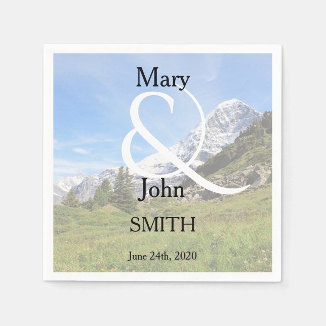 Romantic Switzerland mountain country wedding Paper Napkins (Front)