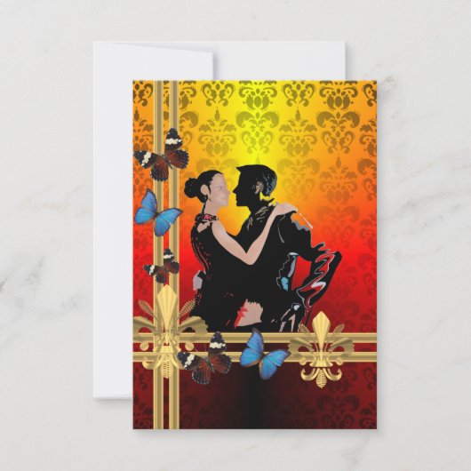 Romantic tango dancers on damask (Front)