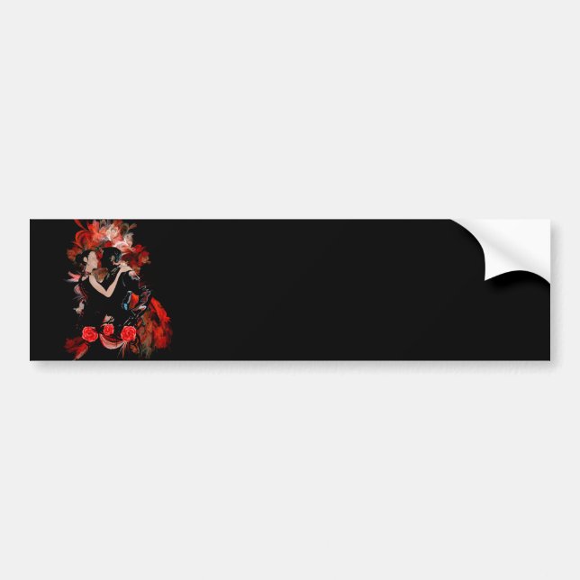 Romantic tango dancers on red fractal bumper sticker (Front)