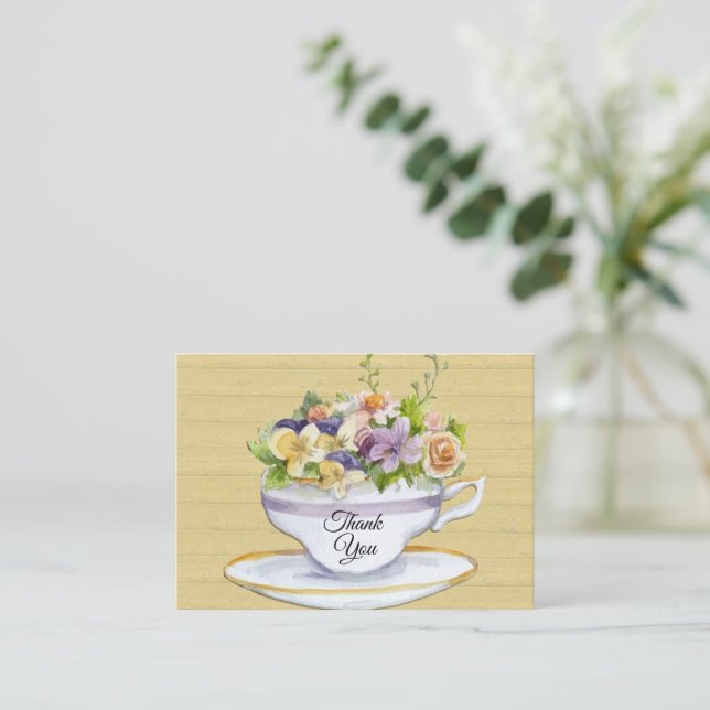 Romantic Tea Cup Thank You Card (Standing Front)