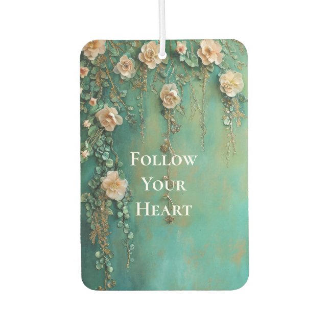 Romantic Teal Blush Pink Flowers  Air Freshener (Front)