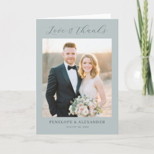 Romantic Teal Classic Photo Thank You Card