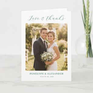 Romantic Teal Classic Photo Thank You Card