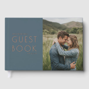 Romantic Teal Elegante Photo Foil Guest Book