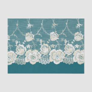 Romantic Teal Green Blue White Lace Floral Wedding Tissue Paper