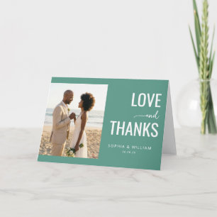 Romantic Teal Modern Photo Thank You Card