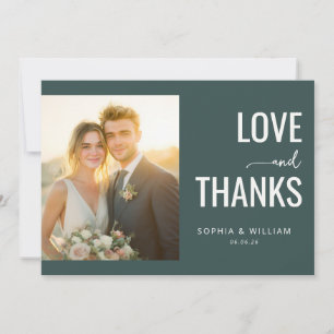 Romantic Teal Modern Photo Thank You Card