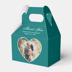 Romantic Teal Wedding Photo Favor Boxes