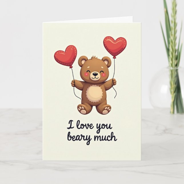 Romantic Teddy Bear Love Card (Front)