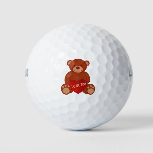 Romantic Teddy Bear Love Heart Perfect Gift  Golf Balls