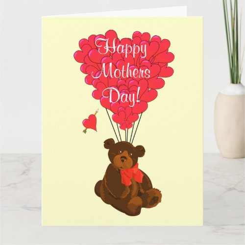 Romantic teddy bear mothers day card