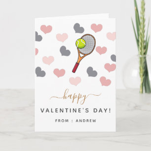 Romantic Tennis Valentine Hearts & Racket Love Card