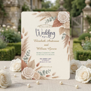 Romantic Terracotta Boho Chic Wedding Invitation