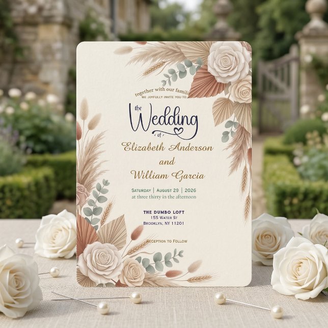 Romantic Terracotta Boho Chic Wedding Invitation (Creator Uploaded)