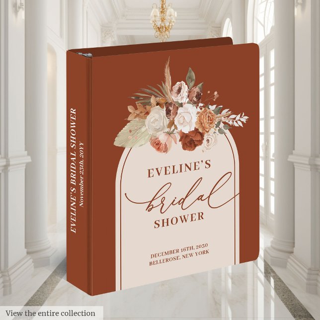 Romantic terracotta pampas bridal shower album 3 ring binder (Romantic terracotta pampas bridal shower album 3 ring binder)