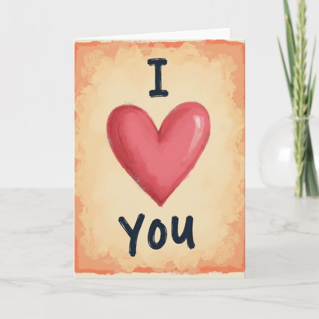 Romantic Textured Heart I Love You Card (Front)