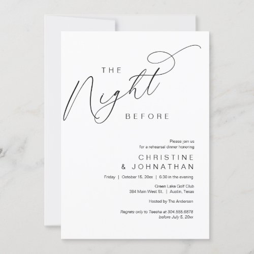 Romantic The Night Before Wedding Rehearsal Dinner Invitation