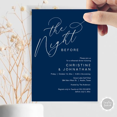 Romantic The Night Before Wedding Rehearsal Dinner Invitation