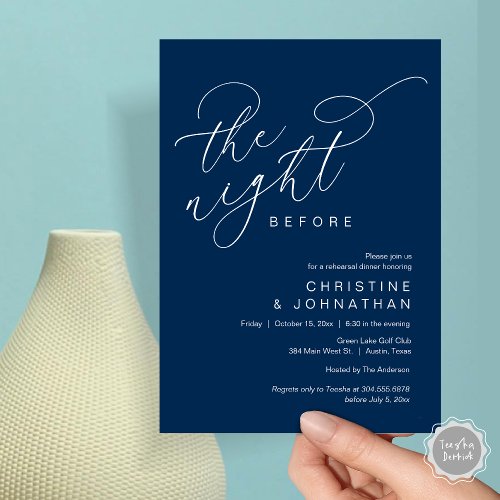 Romantic The Night Before Wedding Rehearsal Dinner Invitation