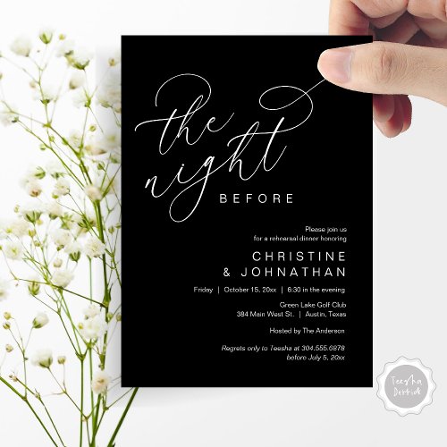 Romantic The Night Before Wedding Rehearsal Dinner Invitation