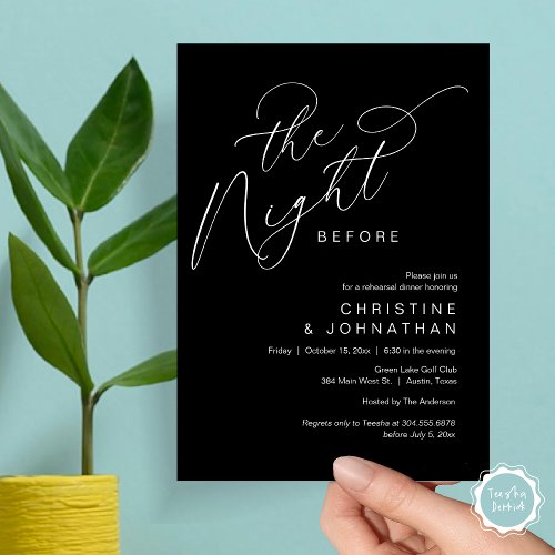 Romantic The Night Before Wedding Rehearsal Dinner Invitation