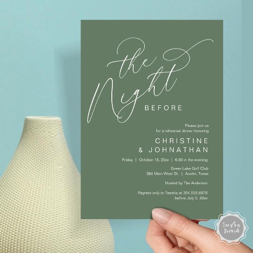 Romantic The Night Before Wedding Rehearsal Dinner Invitation