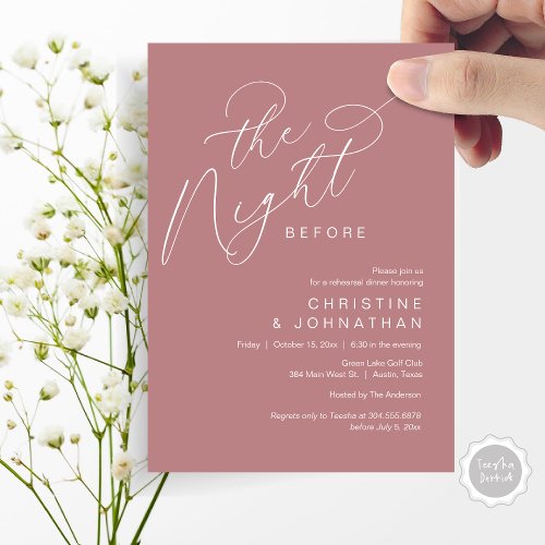 Romantic The Night Before Wedding Rehearsal Dinner Invitation