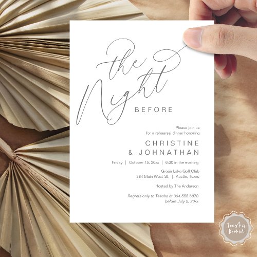 Romantic The Night Before Wedding Rehearsal Dinner Invitation