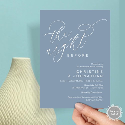 Romantic The Night Before Wedding Rehearsal Dinner Invitation