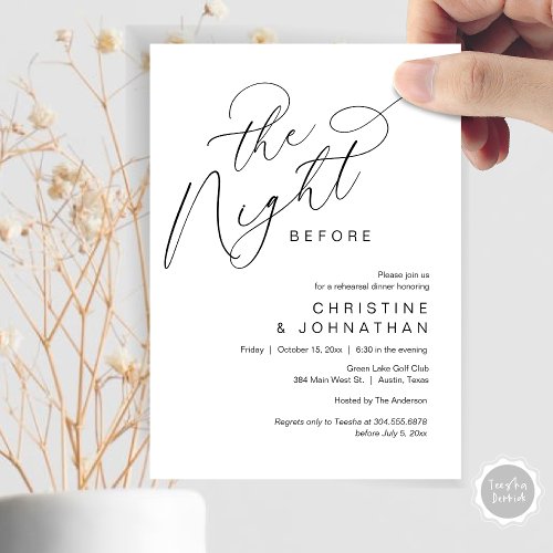 Romantic The Night Before Wedding Rehearsal Dinner Invitation