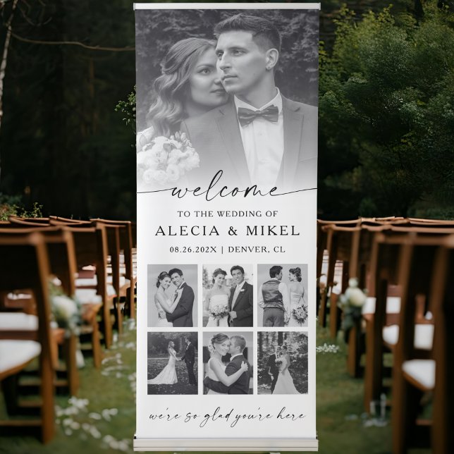 Romantic Theme Calligraphy Wedding Photo Welcome Retractable Banner (Creator Uploaded)