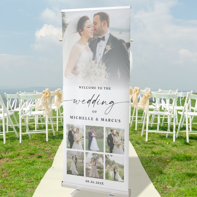 Romantic Theme Calligraphy Wedding Photo Welcome Retractable Banner (Creator Uploaded)