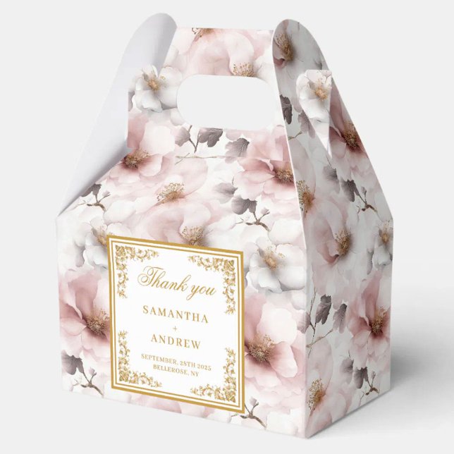 Romantic & Timeless blush floral wedding favor box (Romantic & Timeless blush floral wedding favor box)