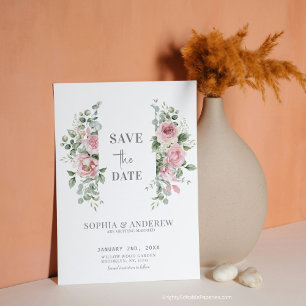 Romantic Timeless Peonies Eucalyptus Wedding  Save The Date