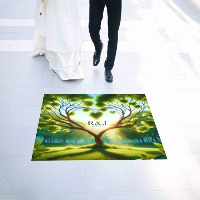 Romantic Tree Couple Monogram Wedding Floor Decals (Wedding)