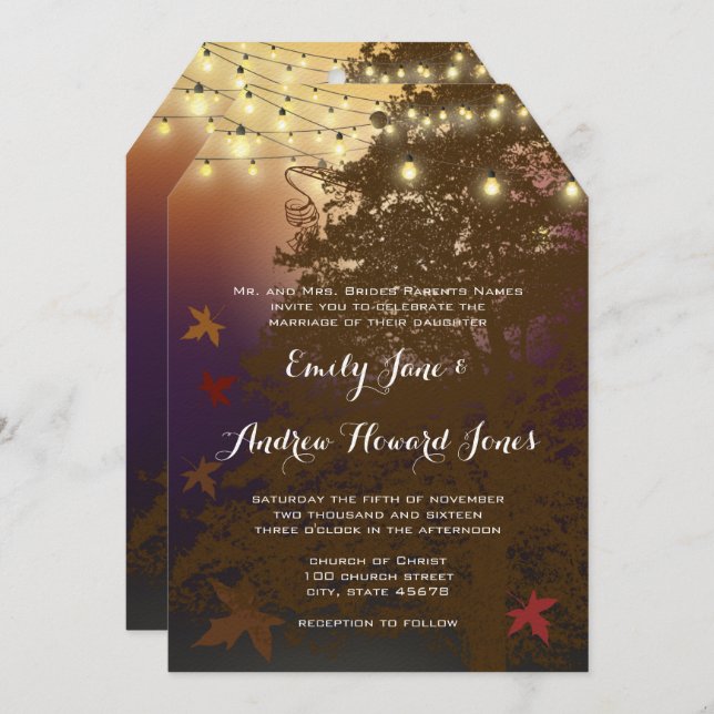 Romantic Tree Under the Stars Forest Wedding Invitation (Front/Back)
