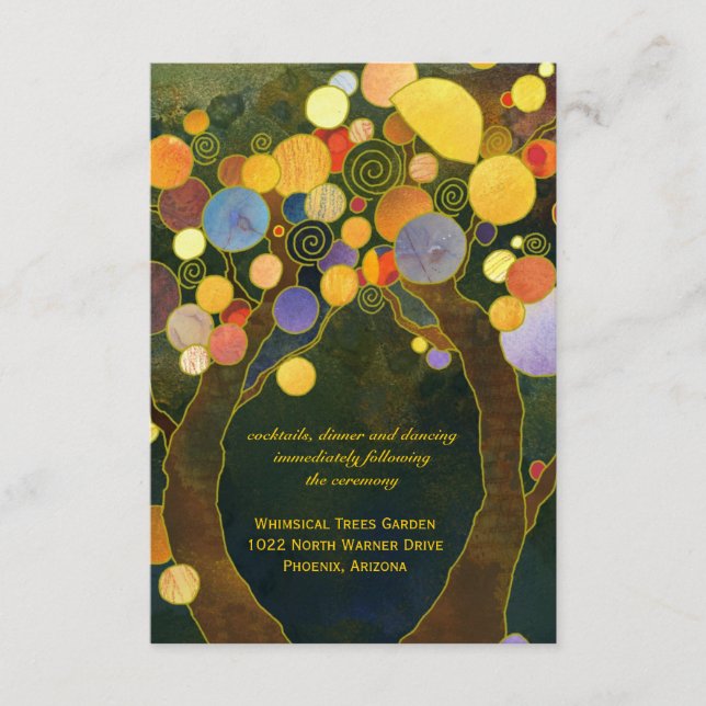 Romantic Tree Wedding Reception Enclosure Card (Front)