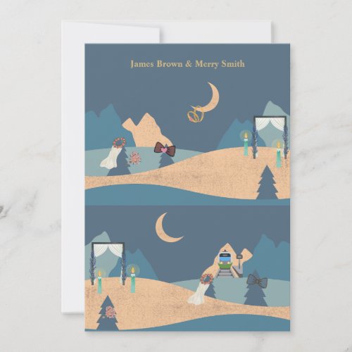 Romantic Trees Night Ceremony Moon Wedding Invitation