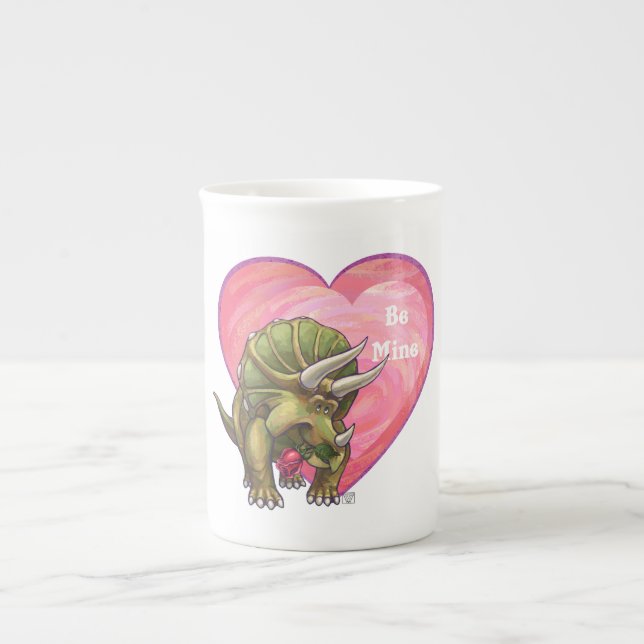 Romantic Triceratops Be Mine Bone China Mug (Front)
