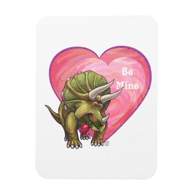 Romantic Triceratops Be Mine Magnet (Vertical)