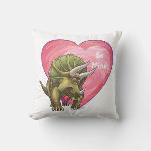 Romantic Triceratops Be Mine Throw Pillow