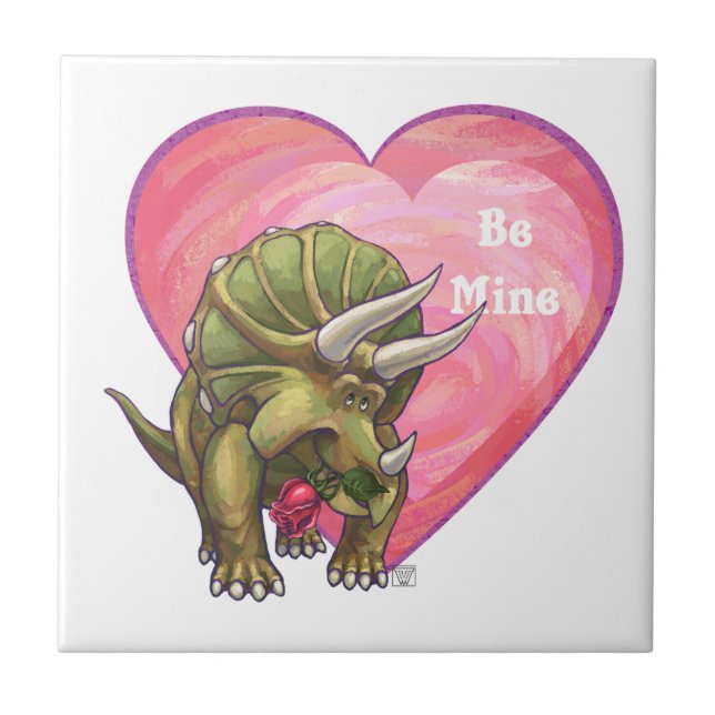 Romantic Triceratops Be Mine Tile (Front)
