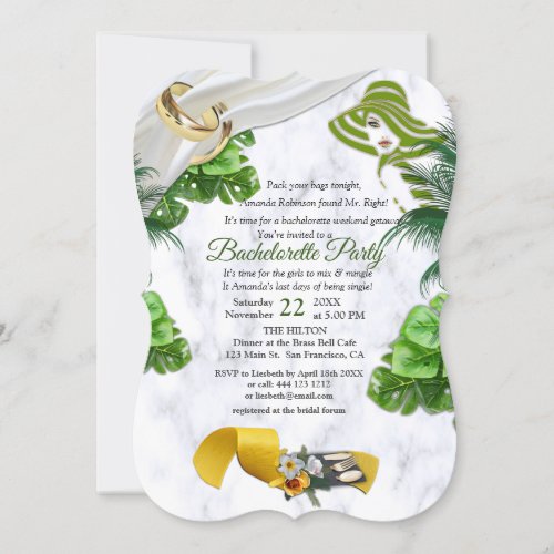 Romantic Tropical Bachelorette Party Invitation