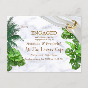 Romantic Tropical Engagement Invitation Postcard