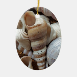 Romantic Tropical Exotic Sea Shells Beach Love Ceramic Ornament