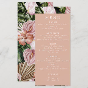 Romantic Tropical Floral soft Pink Green peach  Menu