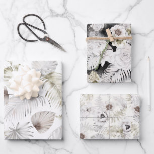 romantic tropical floral wrapping paper sheets